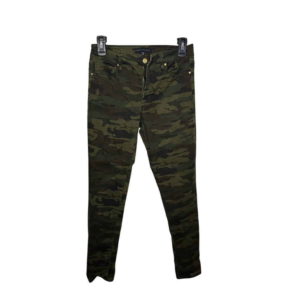 Sanctuary Camo‎ High Rise Skinny Pants Military Green Size 27